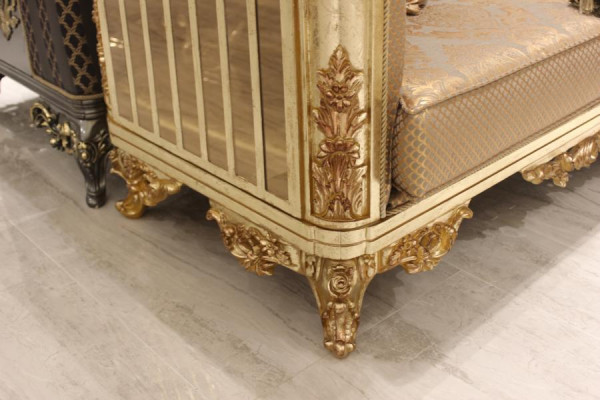 Sofagarnitur 3+3 Sitzer Wohnzimmer Set Design Sofa Gold Chesterfield Textil Neu