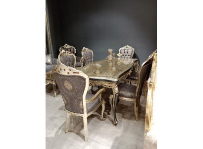 Modernes Esszimmer Möbel luxuriösen Esstisch + 6x Stühle Tisch Stühle