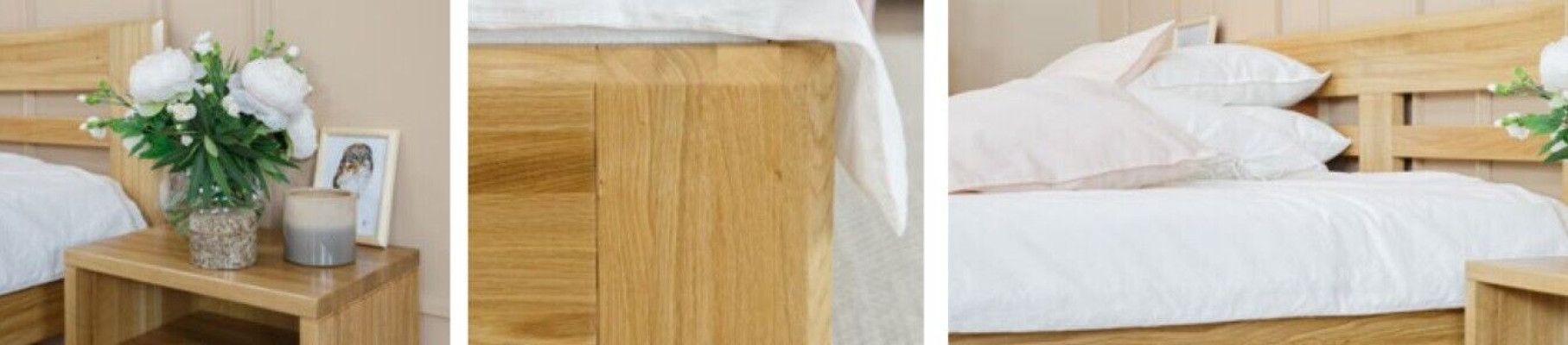 Schlafzimmer Möbel Set Bett Massivholz Nachttische 2x Betten Echtes Holz 3tlg.