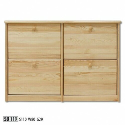 Schuhschrank 4 Fach Kommode Echtholz Massive Möbel Schuhkipper Schuhregal Regal