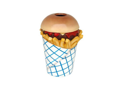 Skulptur Fast Food Müll Tonne Eimer Eimer Restaurant Statue Figuren Gastronomie