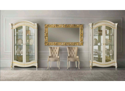 Klassische Wohnzimmer Möbel Weiß Gold Holz Schaufenster Vitrine Schrank Möbel