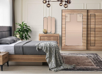 Komplette Schlafzimmermöbel Doppelbett Nachttische Braun Set 6tlg Bett