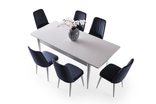 Essecke Garnitur Esszimmer Esstisch Stühle Holz 5tlg Weiß Essgruppe