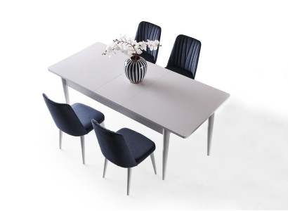 Garnitur Esszimmer Essecke Esstisch Stühle Holz 7tlg Weiß Essgruppe