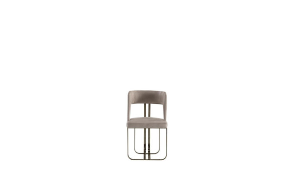 Stuhl Beige Elegantes Modern Esszimmer Schön Stoff Design Luxus Metall Stühle