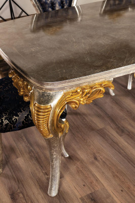Exquisiter Goldener Esszimmer Set Esstisch mit x4 Chesterfield Stühlen Luxus Möbel