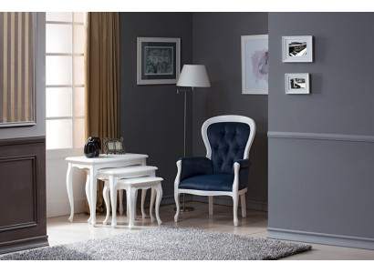 Chippendale Sessel Ohrensessel Sofa mit Fußhockern Set Hocker Klavierhocker Neu