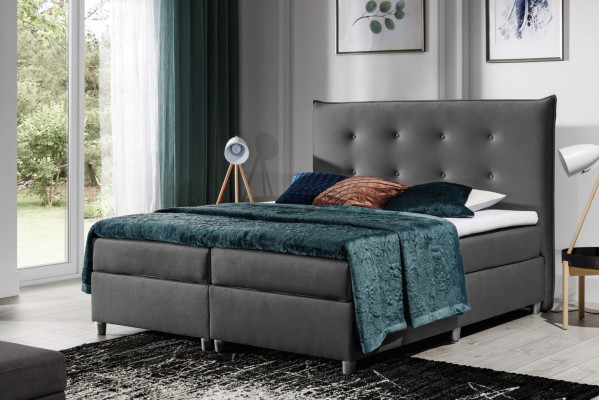 Bett Boxspringbett Doppelbett Ehebett Polyester Stoff Bettgestell 180x200 Möbel