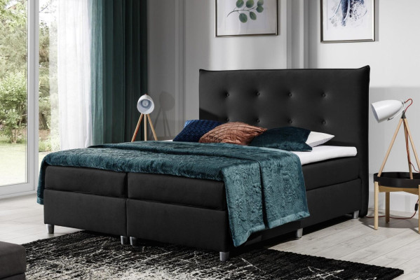 Bett Boxspringbett Doppelbett Ehebett Polyester Stoff Bettgestell 180x200 Möbel