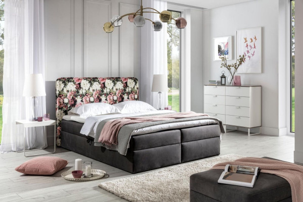 Betten Boxspringbett Textil Design Doppel Hotel Modern Bett Schlafzimmer Blumen