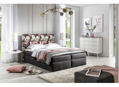 Betten Boxspringbett Textil Design Doppel Hotel Modern Bett Schlafzimmer Blumen