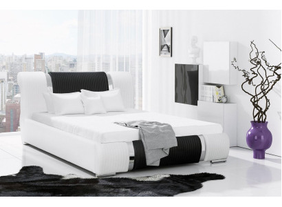 Bett Bettrahmen Doppelbett Betten Ehebett Polsterbett Chromleiste Möbwel Weiß