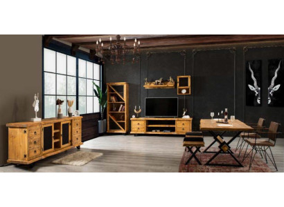 Echtholz Möbel Wohnzimmer Esszimmer Essgarnitur 4 tlg Set Schrank Möbel