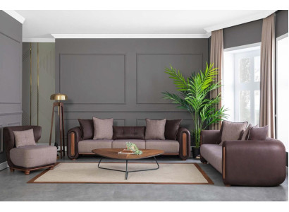 Luxus Couch Möbel Sofas Couchen 3tlg. Set Garnitur Sofagarnitur Stoff