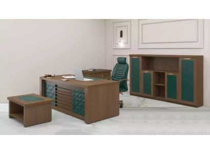 Braune Office Garnitur Luxus Büromöbel Schreibtisch Designermöbel 4tlg