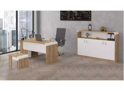 Büro für Praxis Kanzlei Office Komplette Einrichtung Schrank Tisch 3tlg