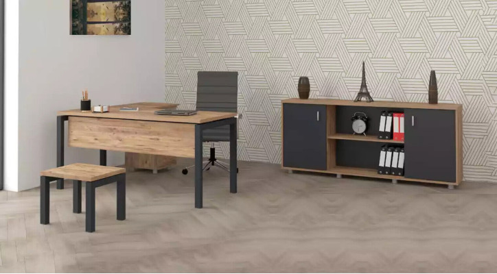 Büro für Kanzlei Office Praxis Komplette Einrichtung Schrank Tisch 3tlg