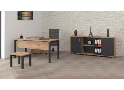 Büro für Kanzlei Office Praxis Komplette Einrichtung Schrank Tisch 3tlg