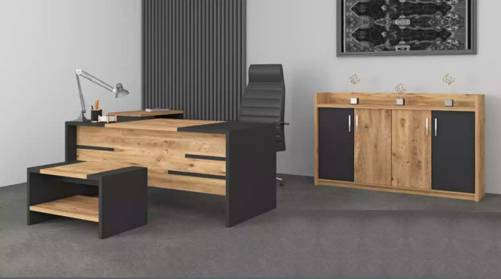 Büromöbel Set Büro Garnitur Schreibtisch Schrank Stil Modern Neu 4tlg.