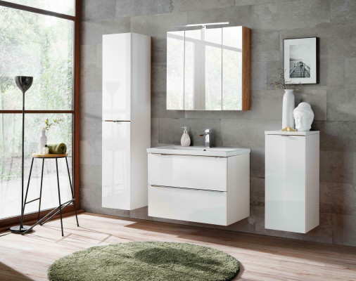 Design Badezimmer Möbel Bad 4 tlg. Set Deko Garnitur Schrank Waschbecken