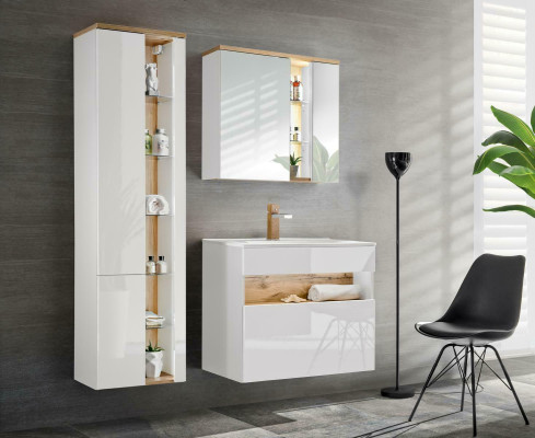 Design Badezimmer Möbel Bad 3 tlg. Set Garnitur Deko Schrank Waschbecken