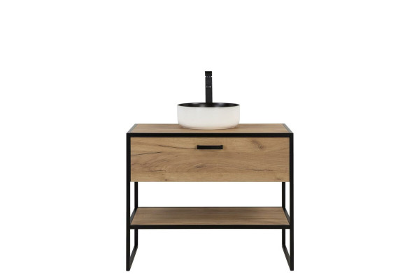 Badmöbel Set 90cm Waschbecken Loft Unterschrank Waschtisch Schublade