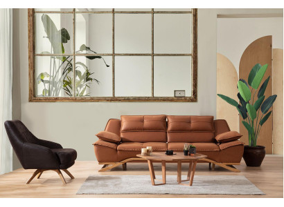 Couchgarnitur Dreisitzer Sessel Stoffsofa Polstersofa 2tlg Sofa Braun