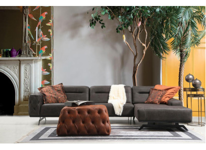 Couch Ecksofa L form Grau Sofa Polstersofa Ottomane Stoffsofa Stoff