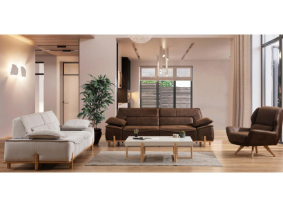 Komplette Couchgarnitur Dreisitzer Sessel Couch Braun Stoff Sofas 3tlg