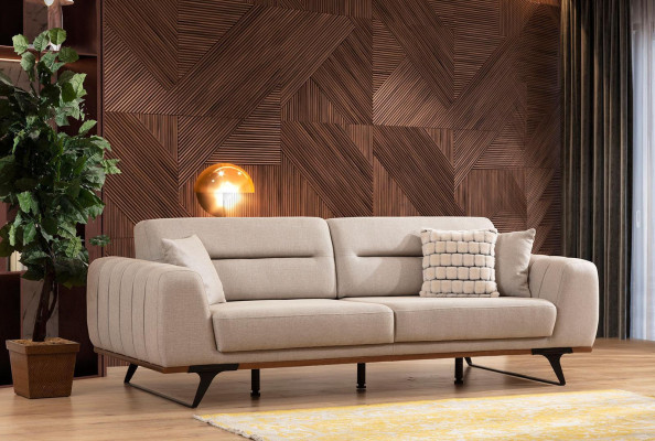 Sofagarnitur Viersitzer Dreisitzer Sessel Couch Braun Polstersofa Sofa