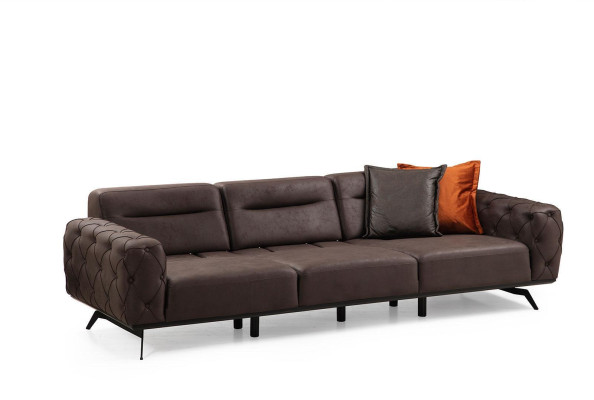 Couchgarnitur Viersitzer Dreisitzer Sessel Orange Sofa 3tlg Stoffsofa