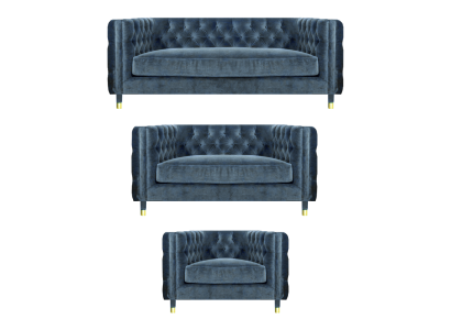 Designer Luxus Set Sofas Chestefield Wohnzimmer Textil Sofagarnitur Neu