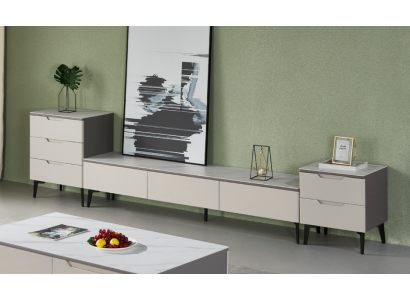 Wohnwand TV Ständer RTV Lowboard Luxus Holz Modern Grau Wohnzimmer