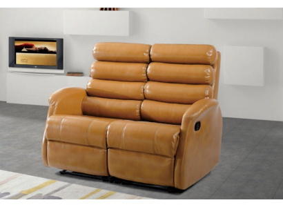 Moderne Zweisitzer Couch Kunstleder Design Sofa Sitz Wohnzimmer Möbel Braun