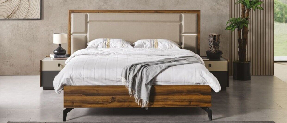 Bett Nachttisch Kleiderschrank 4 tlg Schlafzimmer Set Design Modern Luxus