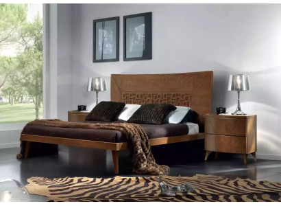 Schlafzimmer Set Bett 2x Nachttische Design Luxus Betten braun 3tlg.
