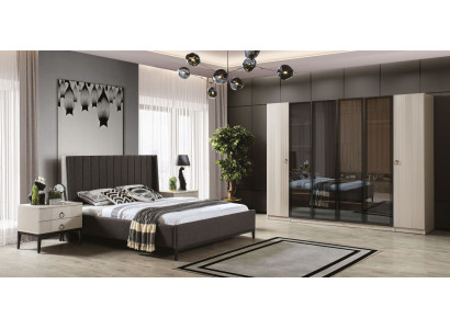 Schlafzimmer Set Bett 2x Nachttische Kleiderschrank moderne Möbel 4tlg