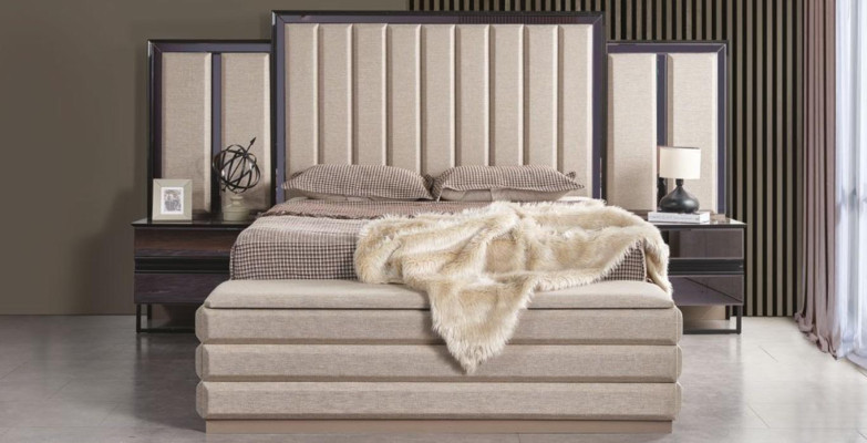 Stilvoll Schlafzimmer Set Bett und 2x Nachttische neu Luxus Holzmöbel