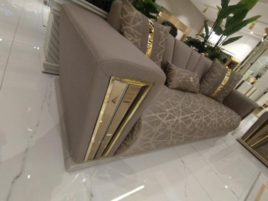 Sofa 3 Sitzer Textil Holz Modern Sofa Polster Couch Sofas Design Luxus Neu Sofa