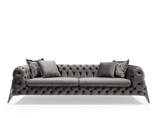 Designer Grauer 4-Sitzer Sofa Luxus Viersitzer Polstermöbel Couchen