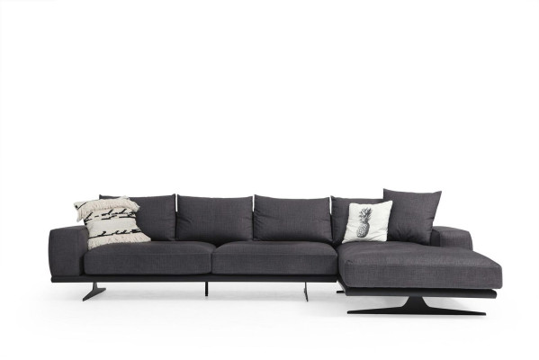 Sofagarnitur Ecksofa L-Form Zweisitzer Sitzer Sessel Stoff Grau 3tlg