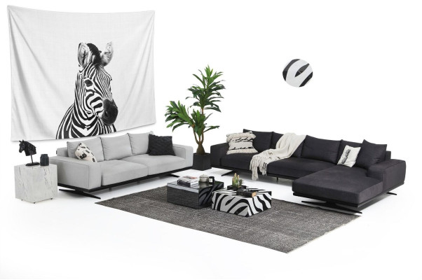 Sofagarnitur Ecksofa L-Form Zweisitzer Sitzer Sessel Stoff Grau 3tlg