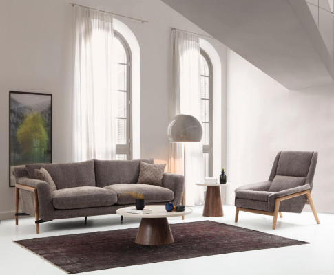 Dreisitzer Sofa 3 Sitzer Stoff Modern Sofas Design Wohnzimmer Grau