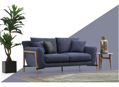 Dreisitzer Sofa 3 Sitzer Stoff Modern Sofas Design Wohnzimmer Blau
