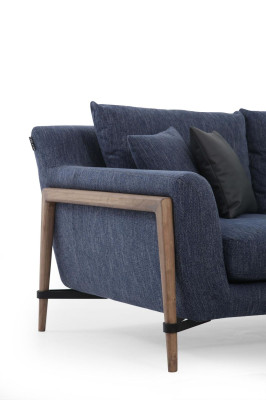 Dreisitzer Sofa 3 Sitzer Stoff Modern Sofas Design Wohnzimmer Blau