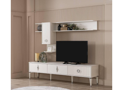 Komplette TV Ständer Schrank RTV Lowboard Wohnzimmer Regale Weiß Holz
