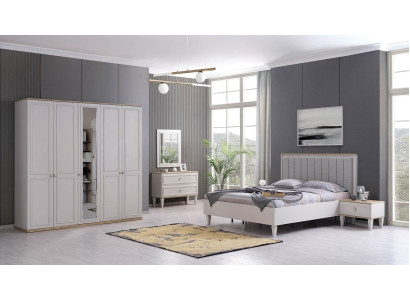 Komplette Schlafzimmermöbel Moderne Betten Holz 6tlg Schlafzimmer Grau