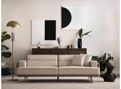 Exklusives Beiges Sofa 3 Sitzer Moderne Möbel Wohnzimmer Polster Couch
