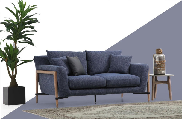 Viersitzer Sofa 4 Sitzer Stoff Sofas Modern Design Wohnzimmer Blau